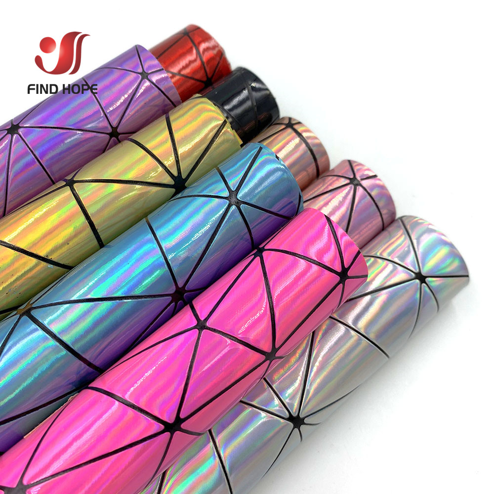 Glitter Vinyl Roll - 19inx47in الليزر هندسية مجردة الاصطناعية بولي