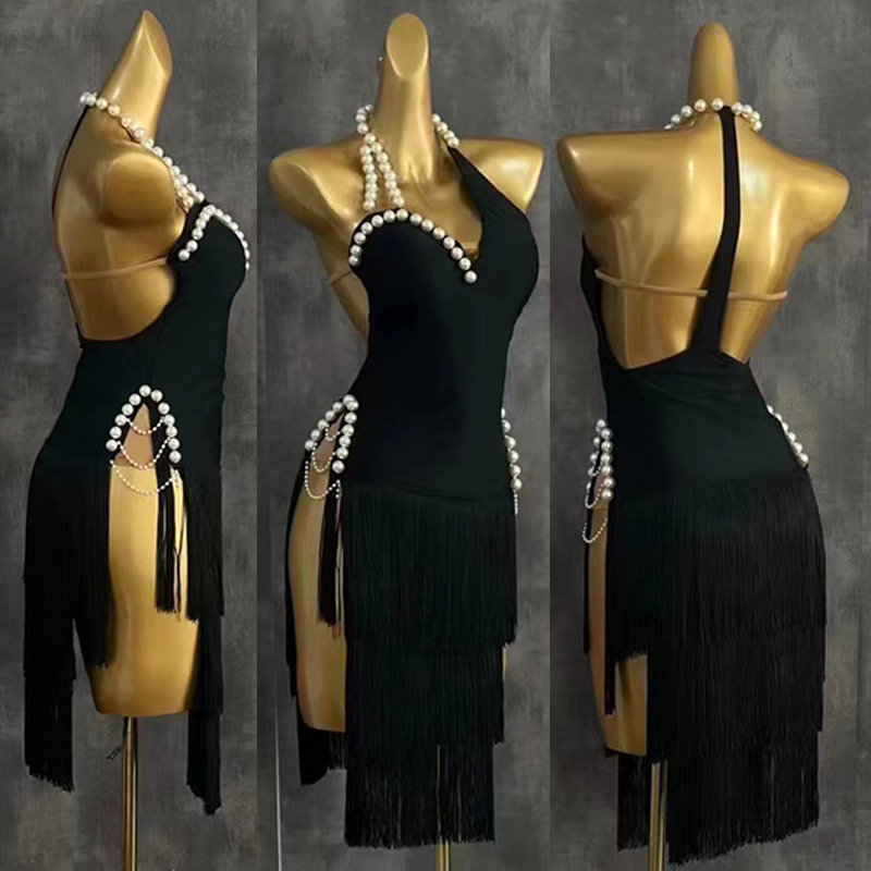 Beaded Trim Fringe - 2025 الراقية فستان رقص اللاتينية المرأة