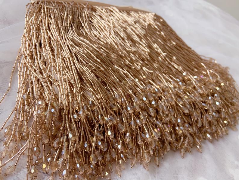 1 ياردة الأخضر حبة هامش شرابة  - مراجعة Beaded Trim Fringe وسعره