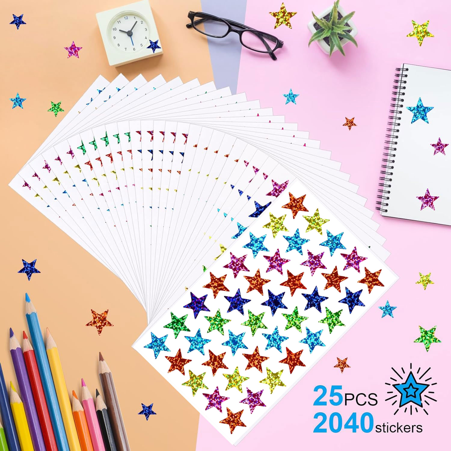 25 ورقة من ملصقات النجوم 2040  - مراجعة Glitter Vinyl Roll وسعره